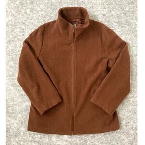 Eileen Fisher Wool Jacket Womens Large Brown Full Zip Coat Italian Farbic